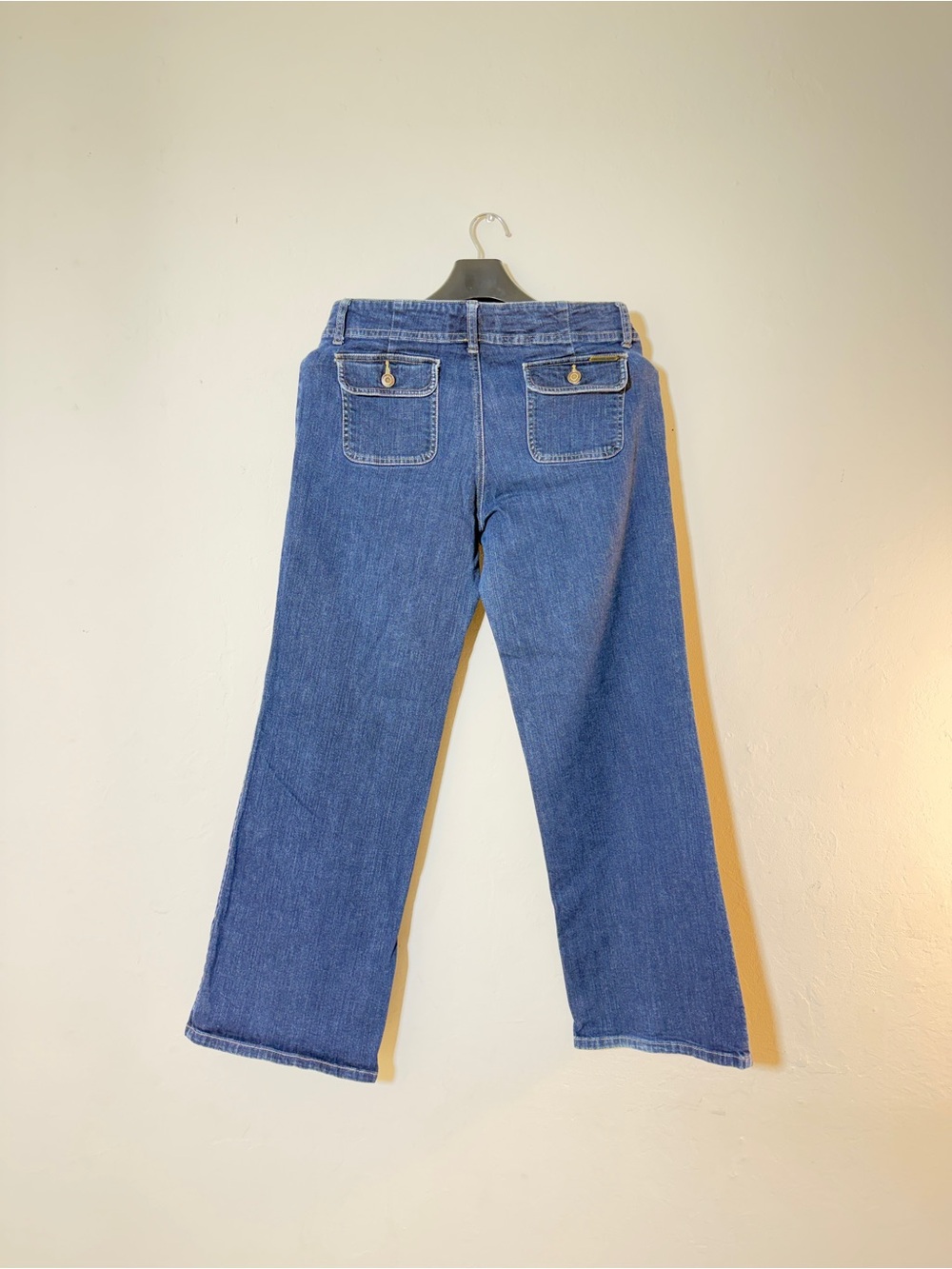 Michael Kors Wide-Leg Low Rise Jeans in Dark Blue Denim - Picture 3 of 7